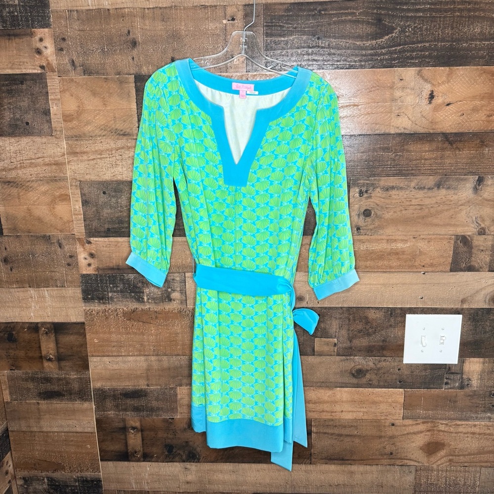 Lilly Pulitzer Blue and Green Long Sleeve Dress